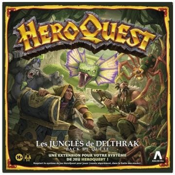 HeroQuest, pack de quête Les jungles de Delthrak, jeux de rôle pour 2 à 5 joueurs, dès 14 ans, système de jeu HeroQuest requis