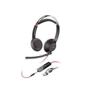 Micro-casque - filaire - jack 3,5mm, USB-C - HP Inc. - Poly Blackwire 5220 - Micro-casque - sur-oreille - filaire - jack 3,5mm, USB