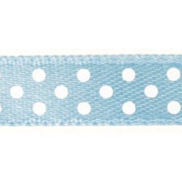 Ruban satin à pois - Bleu clair - 9,5 mm - 10 m…