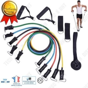 KIN TD® set bande elastique fitness musculation 11 sport de resistance traction large cheville pied kit sangle Elastiband exercice