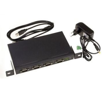 Convertisseur industriel USB vers 4 PORTS COM RS232 DB9 avec boitier métal rackable