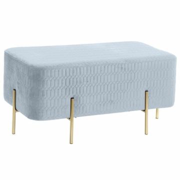 banquette doré métal polyester bleu ciel éponge (91 x 46,5 x 42 cm)
