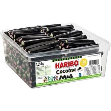 HARIBO COCOBAT Boite Tubo de 150 Réglisses - 1,350 kg