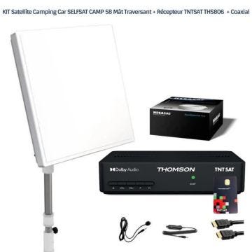 KIT Satellite Camping Car SELFSAT CAMP 58 Mât Traversant + Récepteur TNTSAT THS806 + Coaxial