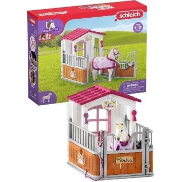 Box avec jument Lusitanienne, coffret schleich avec 12 éléments dont 1 cheval schleich inclus, coffret figurines pour enfants dès 5