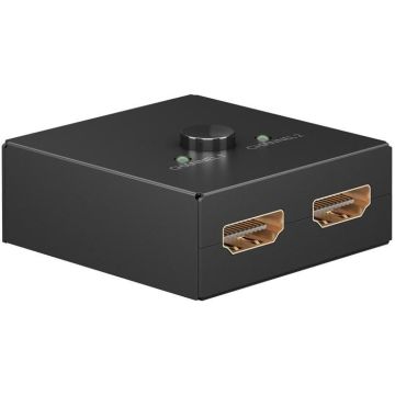 Commutateur HDMI 2 en 1 - Goobay - 4K 30Hz - Supporte 3D - Plug & Play - Noir