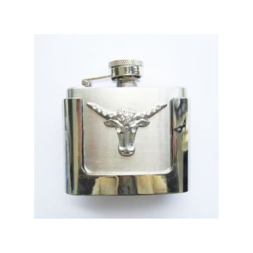 Boucle de ceinture flasque à alcool tête de bison country - Accessoire de mode - Marron