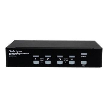 STARTECH Commutateur KVM - 4 Ports DVI USB - Audio Montage en Rac k- Switch KVM - 5x DVI - 10x 3.5 mm - 4x USB B - 4x USB A