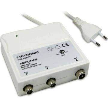 Amplificateur 432176 d'intérieur 30Db 1 entré/ 2 sortie FM/UHF à réglage de gain