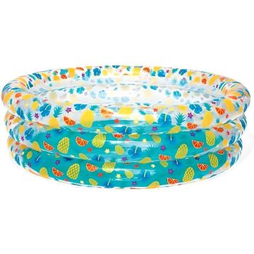Piscine Gonflable Enfant - Bestway - Transparent Tropical Play - Rond - 170x53 cm - Vinyle durable - Multicolore