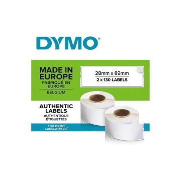 DYMO LabelWriter Boite de 2 rouleaux de 130 étiquettes adresse standard 28mm x 89mm