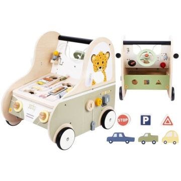 Jouet en Bois à Pousser en Forme de Véhicule - Éducatif Multi-Activités