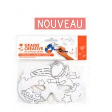 Masques à Décorer - Thème Cosmo - Lot de 6 - Élastiques Inclus - Couleur Rose