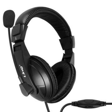 Micro-casque PC - LINQ - Connexion USB - Micro Flexible - Design Rembourré - Noir