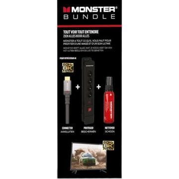 Monster Cable Pack câble HDMI 2.1 8K 1,8 m + Parafoudre 4 prises + Kit de nettoyage écran 60ml - 0850017011373