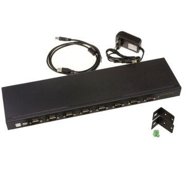 Convertisseur industriel USB vers 8 PORTS COM RS232 DB9 avec boitier métal rackable