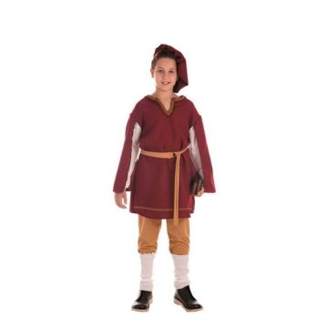 Déguisement Courtisan Médiéval Enfant - Disfrazzes - Rouge Multicolore - Pantalon Chemise Ceinture Casquette
