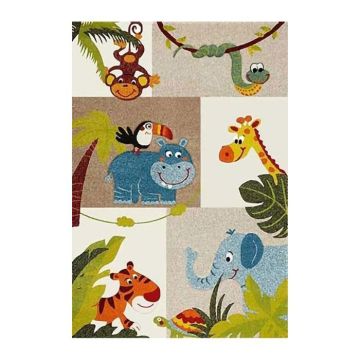 Tapis Enfant - DOT - JUNGLE - 120x160 cm - Épaisseur 6mm - Antidérapant - Lavable en machine