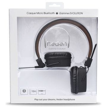Casque Bluetooth - HEDEN - EVOLUTION - Noir - Autonomie 15h - Micro intégré - Sur-oreille