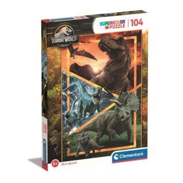 CLEMENTONI Puzzle 104 pièces Jurassic World Super Color, Dès 6 ans