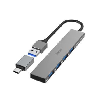 HUB USB, 4 PORTS, USB 3.2 GEN1, 5 GBIT-S, ULTRASLIM AVEC ADAPTATEUR US