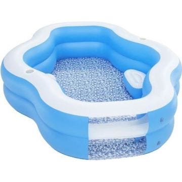 Piscine Gonflable Enfant - Bestway - Bateau avec Gouvernail et Parasol - 270x198x51 cm - Bleu