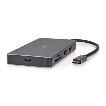 Cet adaptateur USB-C Nedis 7-en-1 offre une connectivité polyvalente avec HDMI, Ethernet, USB-A, USB-C et lecteur de carte SD, idéal
