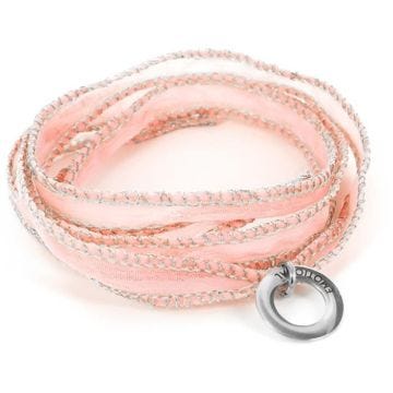 Bracelet - BRILLAXIS - Bracelet Brillaxis soie rose anneau - Couleur de la matière:Blanc