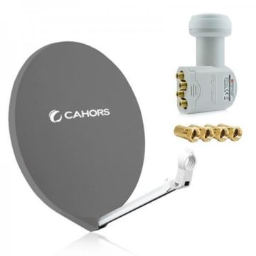 Parabole Cahors FIBRE 80 CM Grise + LNB QUAD 0.1dB