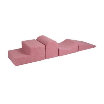 MeowBaby® Aire De Jeux en Mousse BOUCLE Rose 4 éléments sans piscine à balles