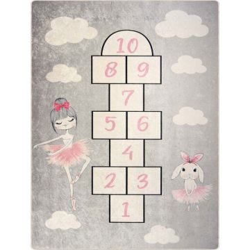 Tapis pour chambre d'enfant - MARELLE - PRINCESSE - Antidérapant - Lavable en machine - 80x150 cm