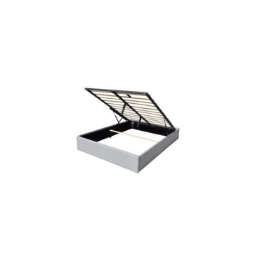 Solide Lit Coffre Gris pour matelas 140x190 cm - 12 Lattes - manon pieds - revetement PVC Simili facile dentretien