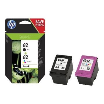Cartouche d'encre HP 62 - Combo - Noir, couleur (cyan, magenta, jaune) - Pack de 2