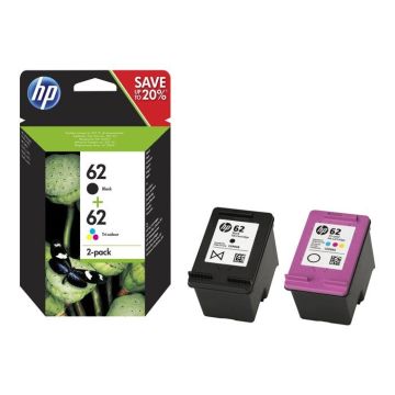 Cartouche d'encre HP 62 - Combo - Noir, couleur (cyan, magenta, jaune) - Pack de 2
