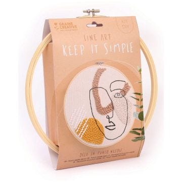 Kit DIY Punch Needle - Broderie Line Art - Blanc - Ø 25 cm