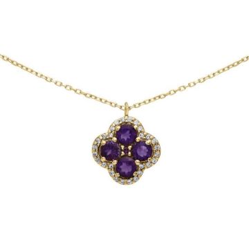 Collier - Brillaxis - Collier Brillaxis trèfle or améthystes oxydes - Couleur de la matière:Jaune Taille/Longueur:42 cm
