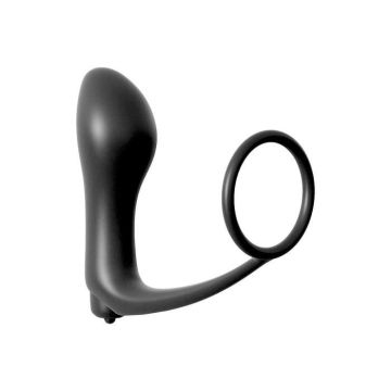 Anal Fantasy Plug vibrant avec cockring Ass-gasm Cockring - noir