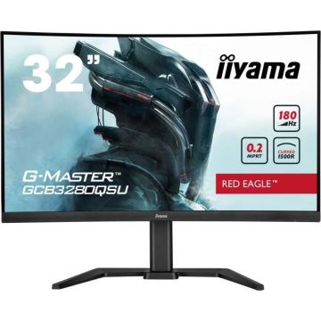 Écran PC - IIYAMA - GCB3280QSU-B2 - 31,5" QHD - VA - 180Hz - 0,2ms - HDMI/DP/USB HUB - Pied réglable - Incurvé 1500R - Noir