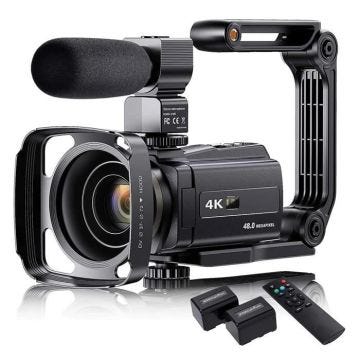 Caméscope Vidéo 4K 48MP Zoom 16x Tactile 3'' WiFi Vision Nocturne YONIS Noir