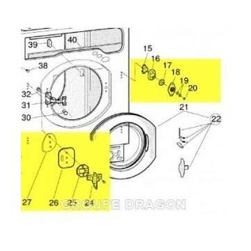 Kit encastrement charnières pour lave-linge ARISTON AWM129EU - Pièce d'origine Constructeur