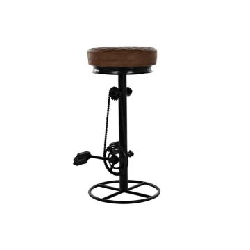 Tabouret - Cuir - Vintage - Blanc