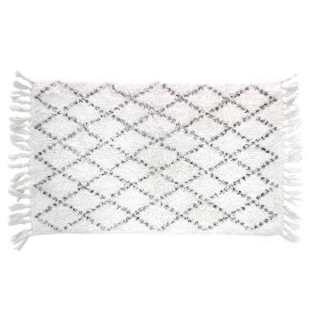 Tapis de bain 50 x 80 cm en coton imprimé Latika Blanc