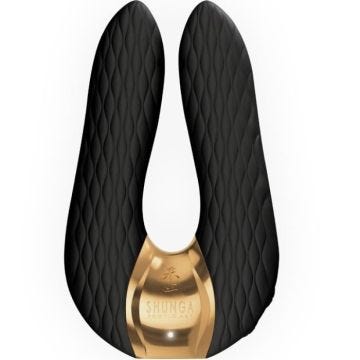 Masseur Intime Aiko Noir - Shunga - Deux moteurs puissants - Silicone ultra soyeux et souple