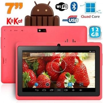 Tablette Tactile 7 Pouces Quad Core Bluetooth 1Go Ram Android Lollipop 16Go Rose Plastique YONIS