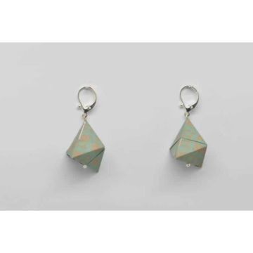 Boucles d'oreille papier Origami Triangle Gris bleuté - The cocotte
