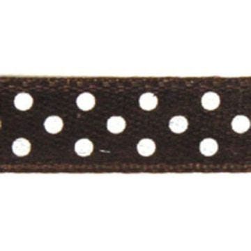 Ruban satin à pois - Brun foncé - 9,5 mm - 10 m…