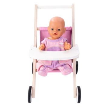 Poussette en Bois ENGELHART pour poupée et Poupon - 50 cm de haut - Robuste et Rose