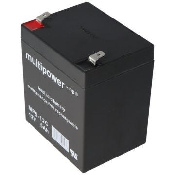 Batterie au plomb Multipower MP5-12C 12 Volts 5 Ah Cycle-preuve avec Faston 6,3mm