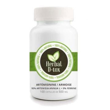 Capsules De Artémisinine / Armoise (Artemisia Annua L)95% + ferrine 5%, 100 X 600 Mg