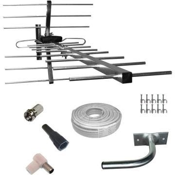 KIT:"CLASSIC" 4G-LTE READY ANTENNE TV NUMéRIQUE HD HAUT GAIN AVANTAGES AVANTAGES EXTéRIEURE + + + Cable + support + connecteu 832